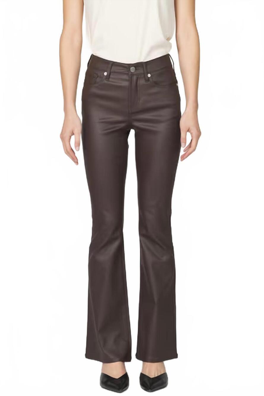 NEW DEAR JOHN DENIM jaxtyn wax coat flare jeans in cappuccino